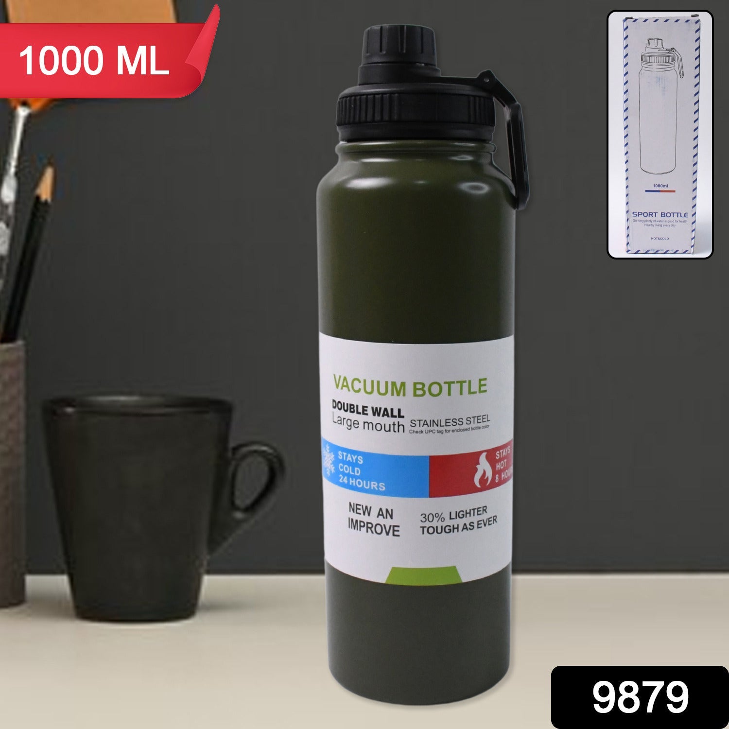 Stainless Steel Double Wall Vacuum-Insulated Drink Water Bottle (1000 ML / Mix Color) Stainless Steel Double Wall Vacuum-Insulated Drink Water Bottle (1000 ML / Mix Color)